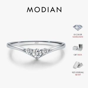MODIAN Simple Eternity Moissanite 반지 925 스털링 실버 스파클링 단순 얇은 웨딩 밴드 반지 여성을위한 파인 쥬얼리 선물