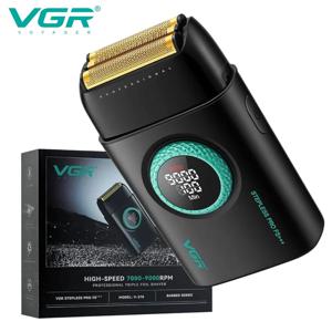 VGR 면도기 전기면도기 면도기 남성 전동면도기 바디트리머 전기 면도기 면도기 전문가용 수염 트리머 9000RPM 전기식 면도기 충전식 면도기 LED 조명 금속 재질 남성용 면도기 V-378