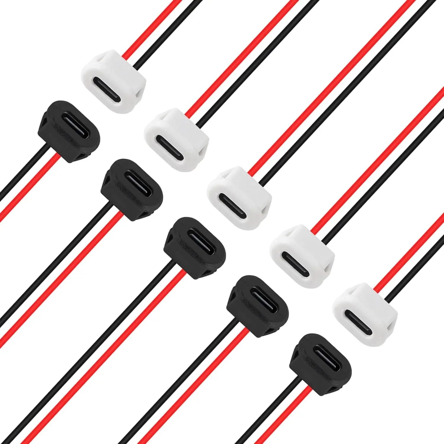 10pcs Type-C 암 섀시 방수 2P 솔더 와이어 유형 USB C 피그 테일 케이블 연장 전원 케이블 USB-C 플러그-2 핀 베어 Wi