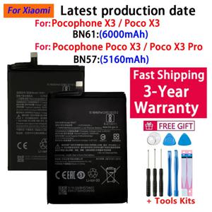 샤오미 BN61 BN57 6000mAh 휴대폰 배터리 샤오미 포코폰 X3 NFC 포코 X3 프로 교체 배터리