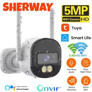 Tuya 5G Wifi IP 카메라 5MP 실내 홈 보안 보호 PTZ 카메라 자동 모션 감지 CCTV 야외 무선 감시