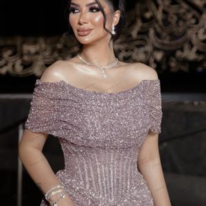 반짝이 이브닝 드레스 글래머러스 댄스 파티 드레스 오프 숄더 فساتين سهرة 스팽글 아플리케 우아한 Vestidos De Gala Customized