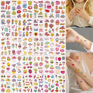 30pcs 만화 문신 스티커 디저트 도넛 과일 딸기 가짜 문신 방수 임시 문신 파티 바디 장식