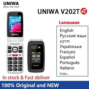 UNIWA V202T 4G VoLTE 휴대폰, 듀얼 스크린, 1450mAh 대용량 배터리, SOS 버튼, 플립형 디자인, HAC 지원, 러시아어 키보드, 다국어 지원
