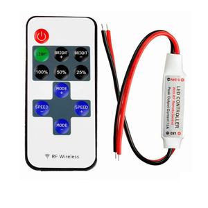 12V LED 디머 컨트롤러 11키 DC 5V 12V 24V RF 무선 리모컨 (LED 스트립 조명 단일 색상 지능형 메모리 지원)