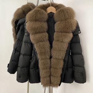 OFTBUY 여성용 겨울 자켓 여성용 겨울 다운 자켓 및 파카 리얼 퍼 자켓 짧은 갈색 신상품 코트 및 자켓