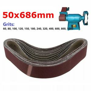 686*50mm 연마 벨트 알루미늄 산화물 샌딩 벨트 80-1000 그릿 샌더 금속 연마 목재 작업 도구 그라인더 액세서리