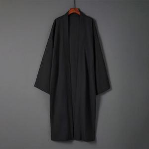 일본 홍콩 스타일 단색 다용도 중간 길이 트렌치 코트 가디건, 중국 스타일 고대 스타일 긴 로브 한푸 자외선 차단 의류 코스프레 재킷 트렌디