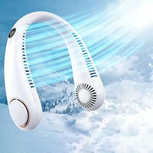 새로운 미니 넥 마운트 팬 휴대용 날개 없는 목걸이형 USB 충전식 에어쿨러 5단 속도 조절 여름 스포츠 팬 야외 스포츠 팬