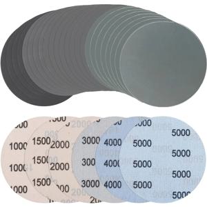 24개입 사포 5인치, 그릿 1000/1500/2000/3000/4000/5000 사포 패드, 원형, 무홀, 습식 및 건식 샌딩 디스크, 랜덤 트랙