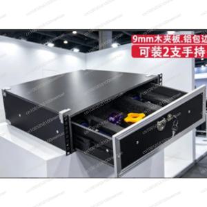 2U 잠금식 목재 랙 서랍장 (오디오 장비용, 폼 내장)