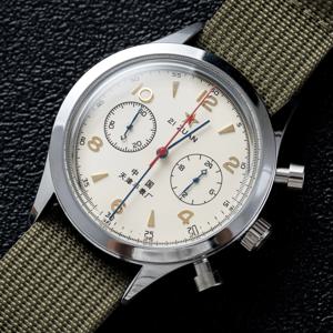 D38mm/40mm 1963 오마주 남성용 시계 버블 돔 글래스 비트 쿼츠 시계 방수 3Bar 비즈니스 럭셔리 빈티지 파일럿 남성용 시계
