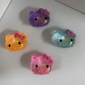 4pcs 산리오 헬로 키티 스퀴즈 미니 고양이 스파클링 소프트 스퀴즈 장난감 서프라이즈 선물 카와이 데스크탑 장식 애니메이션 팬 선물
