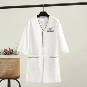 화이트 플러스 사이즈 살롱 미용복 실험실 코트 로고 블랙 짧은 미용사 탑 뷰티 유니폼 드레스 스파 유니폼 스크럽 유니폼