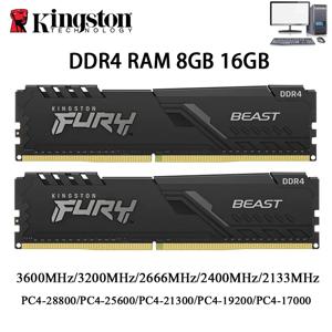 Kingston BEAST Memoria DDR4 데스크탑 RAM 32GB 16GB 8GB 3600 3200 2666 2400MHz 메모리 288핀 DDR4 DIMM 1.2V PC4-21300 25600 28800