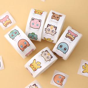 애니메이션 귀여운 포켓몬 스티커, 귀여운 피카츄, 리자드, 원형 도장 스티커, 롤 스티커, 그래피티 수하물 스티커 장난감, 500 개