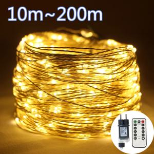 50M/100M LED 문자열 조명 실버 와이어 요정 조명 크리스마스 갈 랜드 야외 결혼식 새해 트리 테라스 파티 장식
