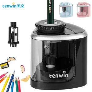 Tenwin 전기/수동 2 in 1 연필 휴대용 숫돌 안전한 학생 나선형 강철 블레이드 어린이 성인 자동 연필 깎이 8005