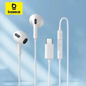 Xiaomi Samsung NOTE 10 NOTE 20 S21 S20 핸드폰 헤드폰 (마이크 유선 헤드셋 포함) 용 Baseus C17 이어폰 유선 이어폰