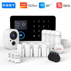 PGST 4G 2G WiFi GSM 무선 경보 시스템 가정 보안 보호 경보 시스템 세트 PIR 센서 투야 스마트 라이프 알렉사와 호환