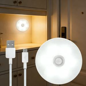 모션 센서 라이트 USB 충전식 야간 조명 LED 램프 (주방, 침실, 계단, 복도, 캐비닛, 옷장용)