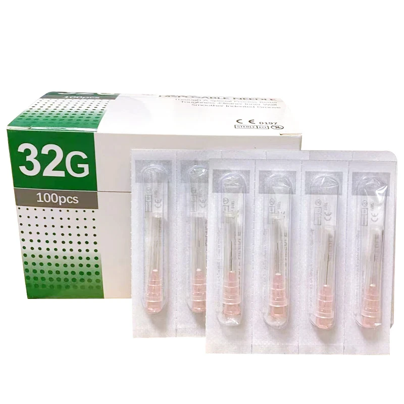 32G 100개 멸균 산업용 디스펜싱 바늘, 개별 밀봉, 접착제, 액체, 공예 및 실험실용 미세 팁