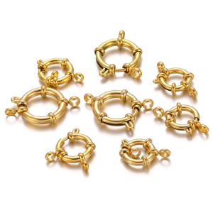4 개/몫 스테인레스 스틸 골드 라운드 스프링 Clasps 팔찌 쇄골 목걸이에 대 한 후크 8 커넥터 DIY 쥬얼리 결과 만들기
