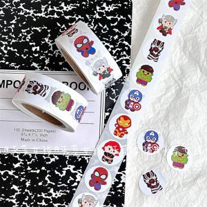 새로운 500PCS 어벤저스 롤 스티커 MV 장식용 씰 스티커 원형 얼라이언스 헐크 스틸 아이언맨 스티커 어린이 선물 카와이