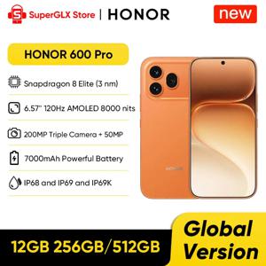 HONOR 600 Pro 5G 스마트폰 글로벌 버전 스냅드래곤 8 엘리트 6.57인치 AMOLED 디스플레이 200MP AI 카메라 7000mAh 80W 슈퍼차지 NFC