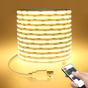 DC5V COB LED 스트립 디밍이 가능한 원격 제어 2/3/5M 화이트/따뜻한 화이트 COB 스트립 조명 실내 홈 캐비닛 장식 조명