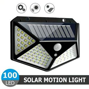 100LED 태양광 투광등 3가지 모드 야외 태양광 모션 센서 보안등 방수 정원 파티오 차고 벽등