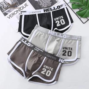 1/3pcs 남자 속옷 스포츠 복서 반바지 코튼 솔리드 컬러 섹시한 팬티 패션 통기성 편안한 속옷 남자 U 볼록