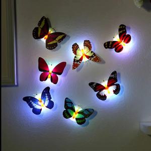 5PCS 뜨거운 나비 밤 빛 크리 에이 티브 재미 있은 다채로운 빛나는 나비 빛 Stickable Diy LED 하우스 장식 벽 조명