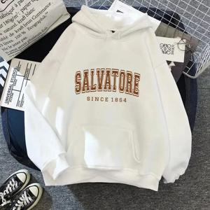 Salvatore Since1864 남성 프린트 까마귀 뱀파이어 다이어리 점퍼 빈티지 TVD Damon Stefan Crewneck 스웨트 팬 탑 스웨트