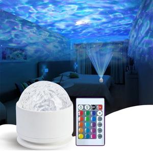 오로라 웨이브 LED 프로젝터 라이트 리모컨 야간 조명 16가지 색상 효과 침실 게임룸 홈 시어터 장식에 적합