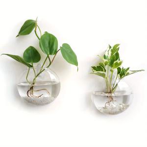 2/4/6 팩 벽걸이 유리 테라리움 - 홈 오피스 장식용 자체 급수 수경 화분, 수제 원형 크리스탈 꽃병