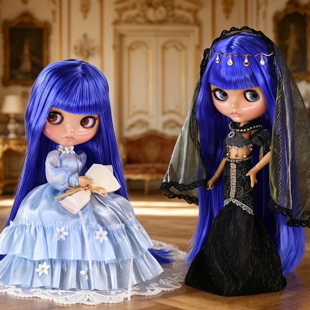 아이시 DBS 브라이스 인형 BJD 관절형 바디 탄 스킨 세트 블루 롱 헤어 1/6 스케일 30cm 소녀 선물 애니메이션 SD