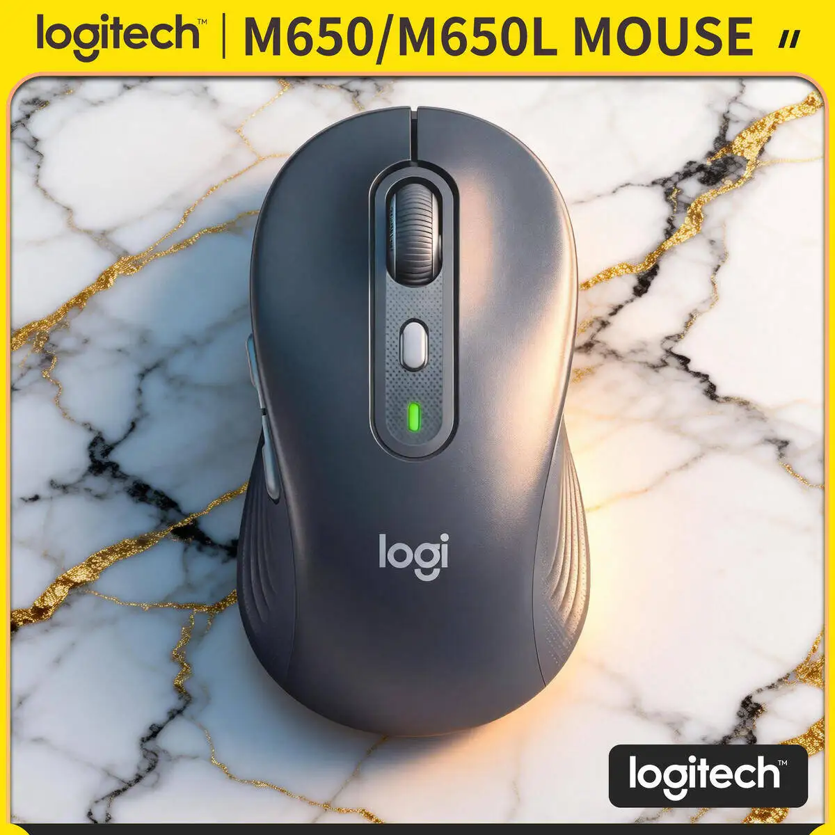 로지텍 M650/M650L 무선 인체공학 마우스 - 90% 더 조용한 작동, 지속 가능한 재활용 플라스틱, 5개의 사용자 지정 버튼, 10m 범위