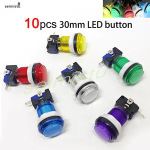10개 LED 아케이드 게임 푸시 버튼 5V 12V LED 조명 전구 투명 마이크로 스위치 포함 아케이드 게임 DIY 부품