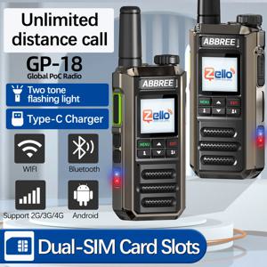 ABBREE GP-18 Zello PoC 라디오 글로벌 무제한 거리 듀얼 SIM 카드 슬롯 안드로이드 블루투스 손전등 WIFI 3G/4G 네트워크 라디오