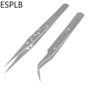 ESPLB 정전기 방지 핀셋, 전자제품 및 휴대폰 수리용 스테인리스 스틸 직선 및 곡선 팁