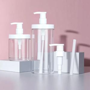 500/1000ml 펌프 병 디스펜서 넓은 입구 리필 가능한 샤워 병 투명 PET 보관 병 샴푸 컨디셔너용
