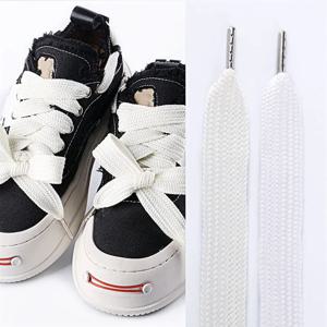 운동화 용 1 쌍 2CM 와이드 플랫 신발 끈 긴 130CM 클래식 신발 끈 캐주얼 Teenis 신발 끈 PVC/금속 헤드 신발 액세서리