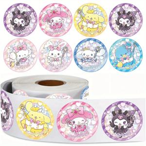 500PCS/Roll Sanrio 스티커 어린이용 귀여운 헬로 키티 마이 멜로디 쿠로미 보상 스티커 학생 핸드북 선물 장식 데칼