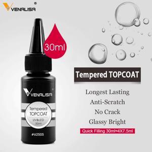 Venalisa 템퍼드 탑 코트 슈퍼 품질 리필 UV LED 닦아내지 않는 탑 코트 베이스 매트 탑 코트 강화 젤 30ml