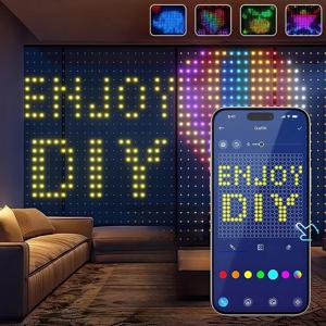 스마트 LED 커튼 조명 앱 제어 RGB 디밍 가능 DIY 패턴 음악 분위기 조명 홈 홀리데이 파티 크리스마스 장식용