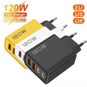 4포트 120W USB 충전기 QC3.0 USB 타입-C 고속 충전 휴대폰 어댑터 타입-C 휴대폰 충전기 EU/US 플러그 아이폰 삼성 샤오미용