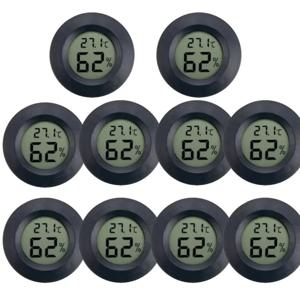 1~10개 +70 ° C 미니 LCD 디지털 온습도계 원형 온도 습도 측정기 센서 감지기 (냉동고, 시가 박스용)