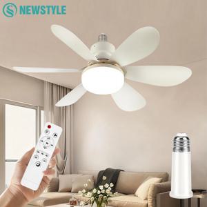 홈 LED 천장 선풍기 조명 E26 E27 베이스 3색 조절 무선 리모컨 52CM 천장 선풍기 램프 침실 거실용