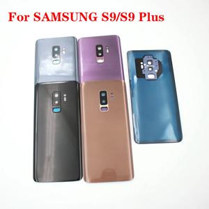 삼성 갤럭시 S9 G960/S9+ 플러스 G965F용 후면 유리 배터리 커버 후면 도어 하우징 패널 수리(카메라 렌즈 프레임 + 로고 포함)